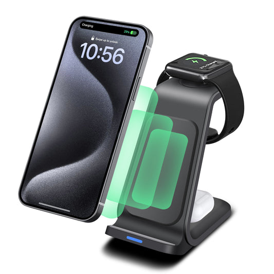 Premium Wireless Charger Dock Charging Station 3-in-1 for Apple & Samsung Products