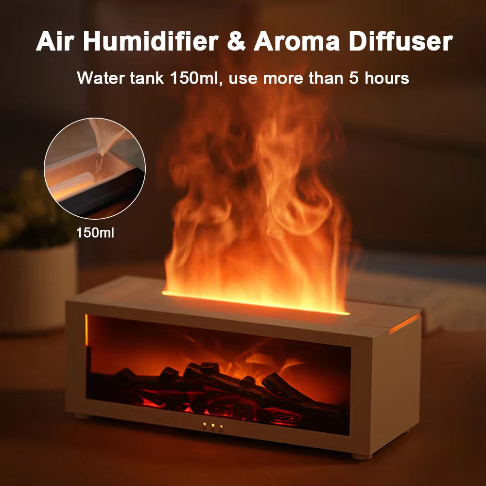 Flame Effect Aroma Diffuser – Ultrasonic Humidifier with Night Light & Essential Oil Mist