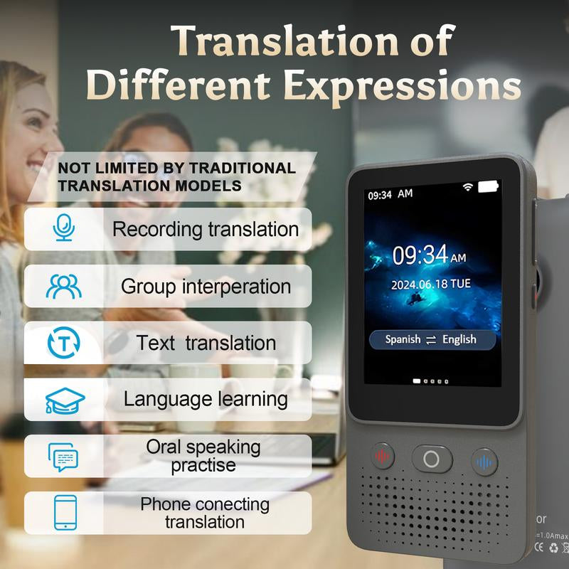 T21 AI Translator — 138 Languages, Real-Time Voice & Photo Translation Offline Mode + Touchscreen Built for Travel & Business
