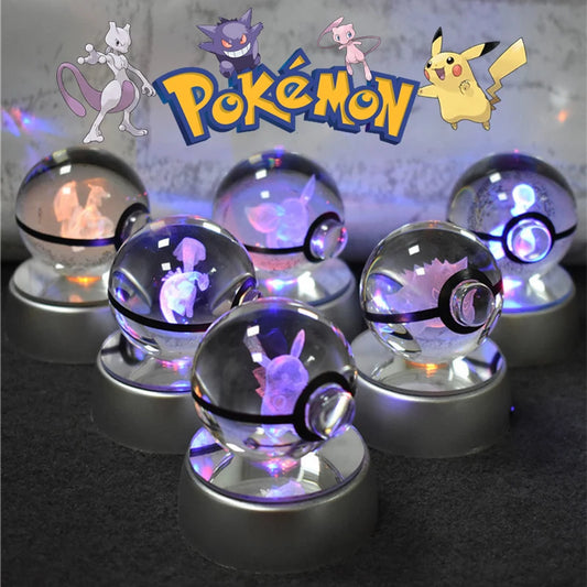 Pokémon LED Crystal Ball – 3D Glass Pokéball Lamp with Pikachu, Mewtwo, Charizard & More, COLLECT THEM ALL!