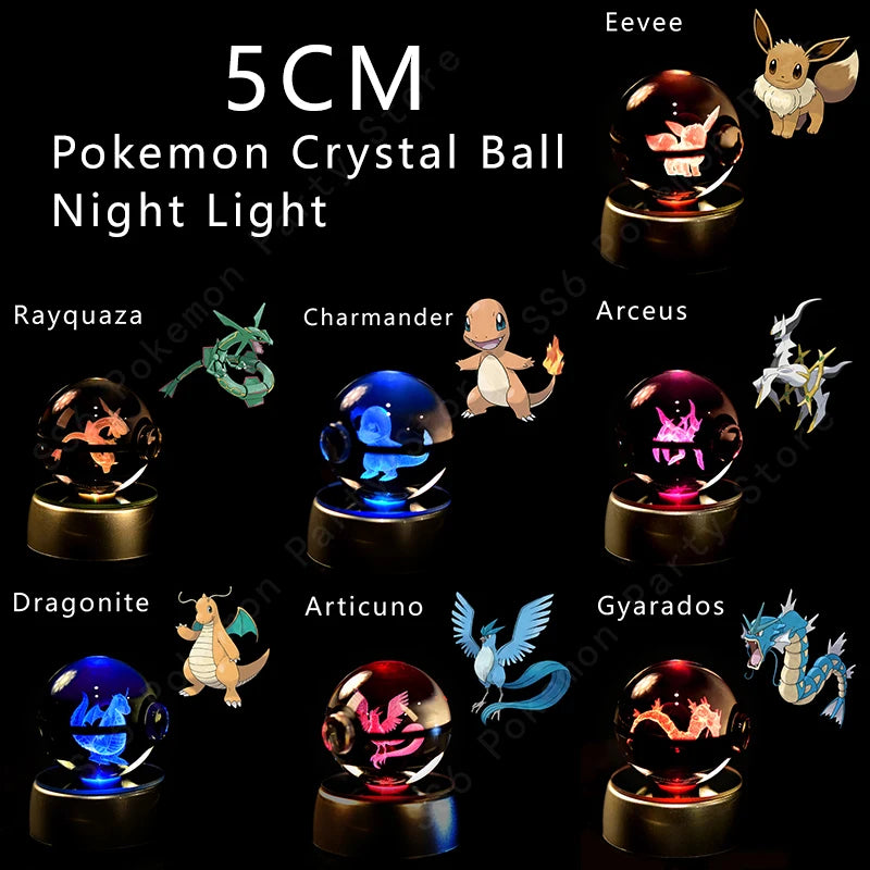 Pokémon LED Crystal Ball – 3D Glass Pokéball Lamp with Pikachu, Mewtwo, Charizard & More, COLLECT THEM ALL!
