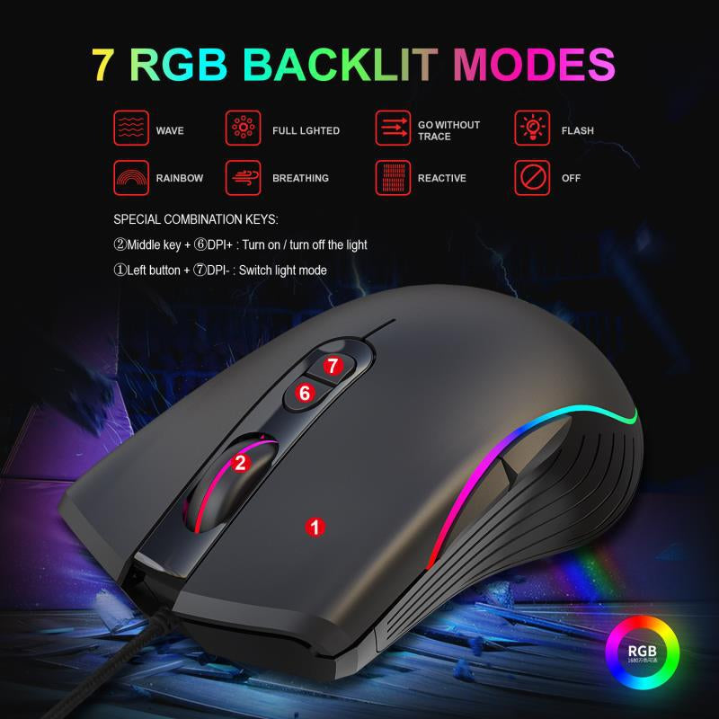 Glowing RGB Gaming Wired Mouse