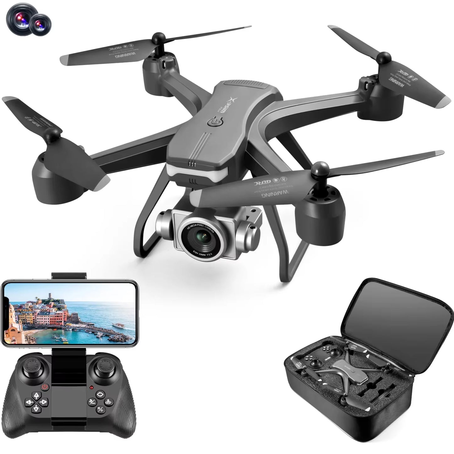 V14 4K Drone – Dual Camera, FPV WiFi, Wide Angle View + Hover Stability
