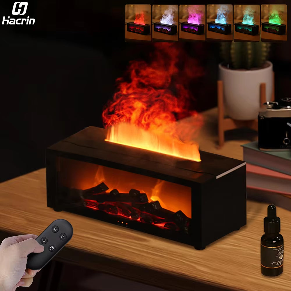 Flame Effect Aroma Diffuser – Ultrasonic Humidifier with Night Light & Essential Oil Mist