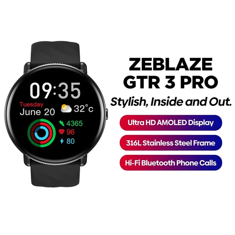 GTR 3 Pro Smartwatch – 1.43" AMOLED, Stainless Steel, Fitness & Wellness Features