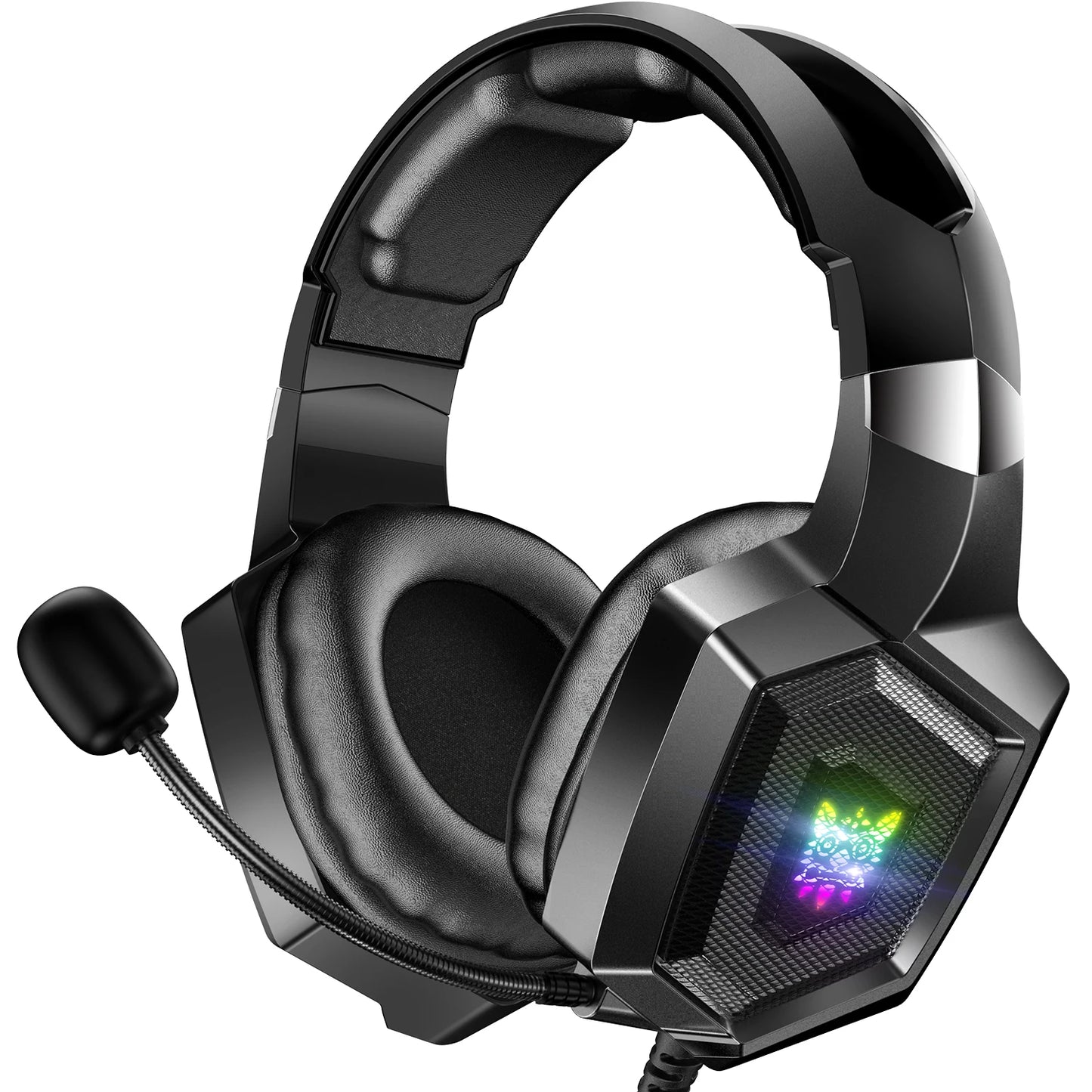 K8 Gaming Headphones – RGB Glow, Flexible Mic, Immersive Sound for PC & Console