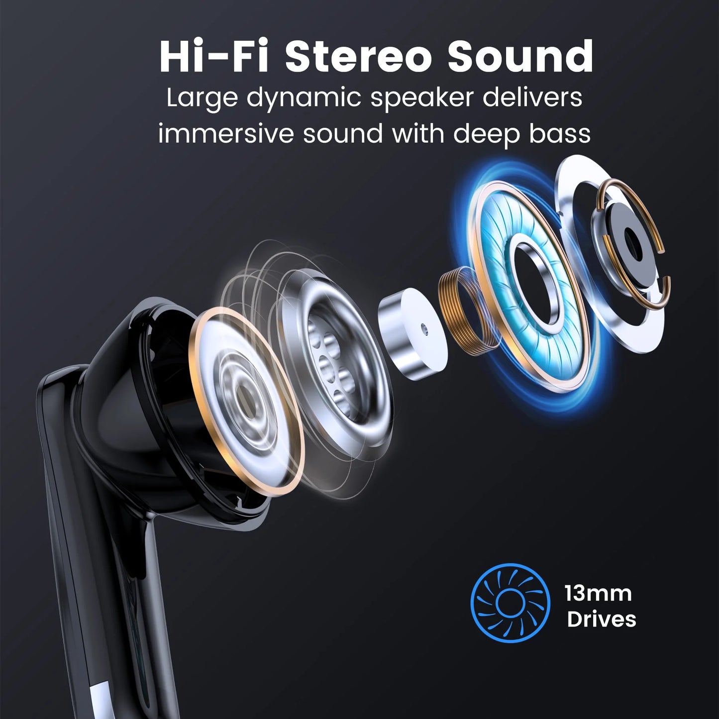 Wireless Bluetooth Earbuds – Noise Cancel + Dual LED