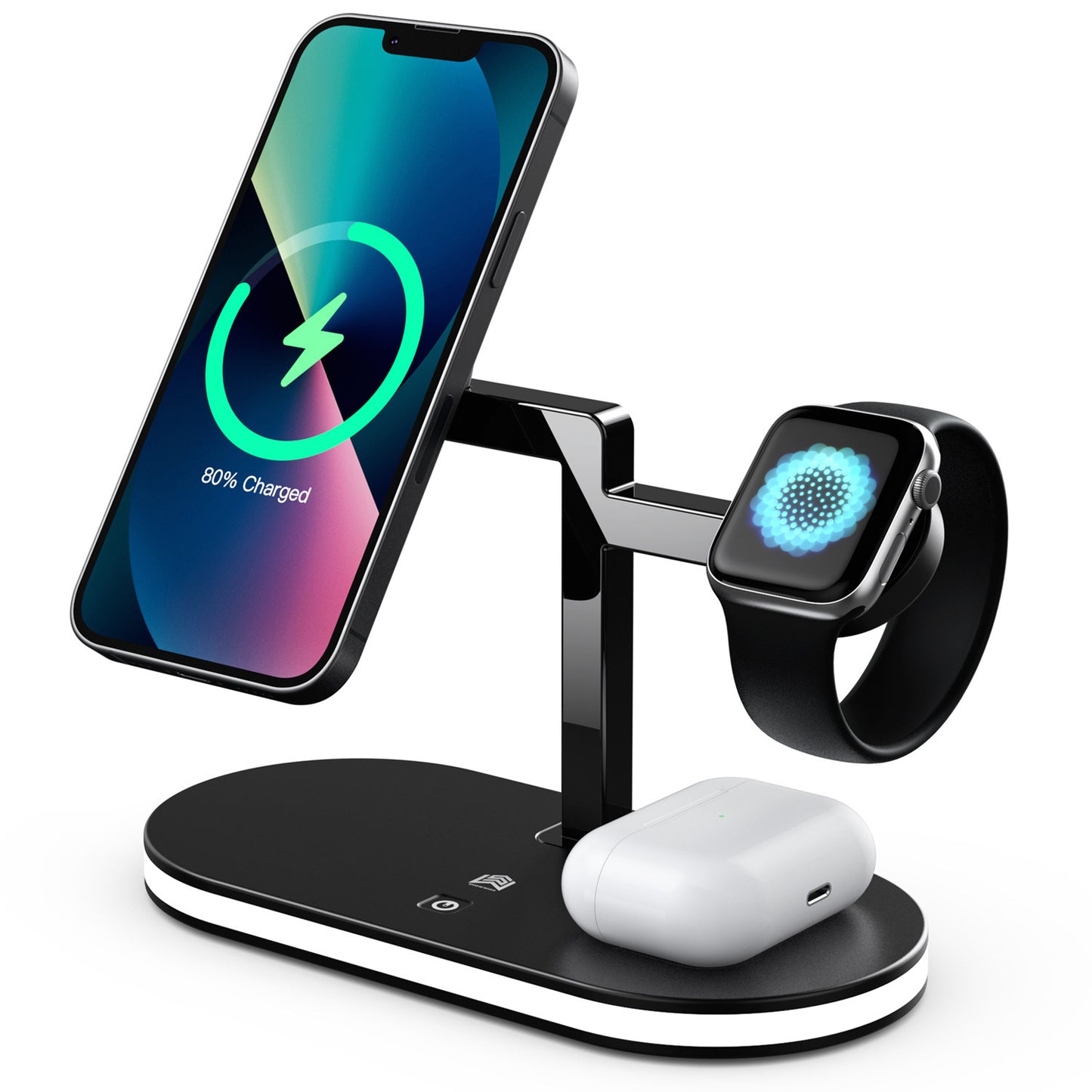 Magnetic Wireless Charging Station – Triple Device Support + Soft Night Light