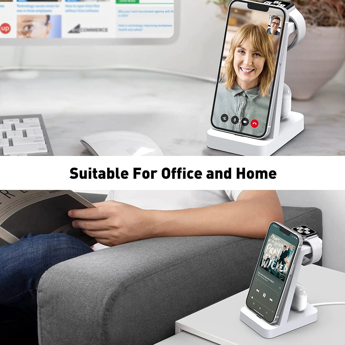 3-in-1 Wireless Charging Station – Fast Dock for iPhone 14/13/12, Apple Watch & AirPods