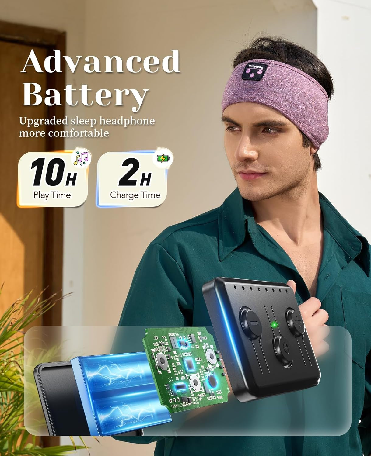 Purple Wireless Headband Headphones – Sleep + Workout