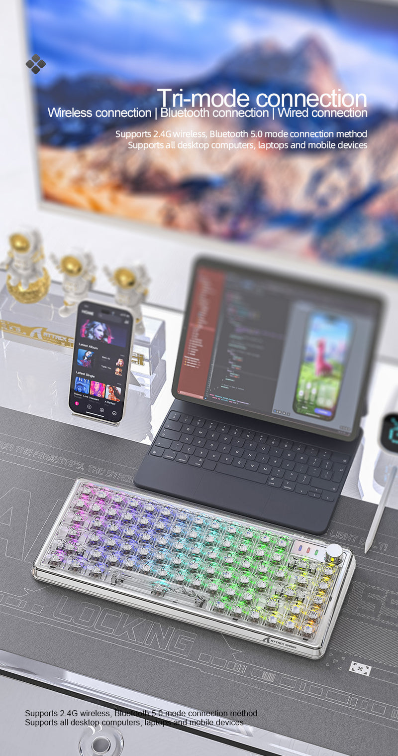 Attack Shark K75RGB Wireless Mechanical Keyboard – Transparent & Hot-Swappable