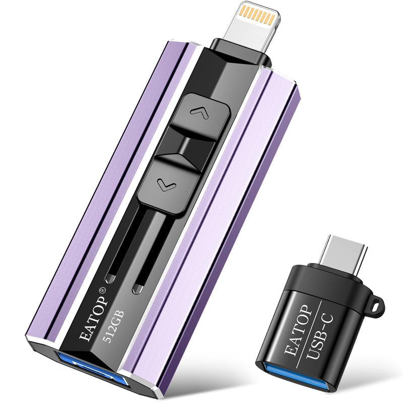 EATOP USB Flash Drive — High Speed & Capacity, Plug & Play Backup for iPhone, iPad, Android & PC No App Needed, Instant Photo & Video Storage