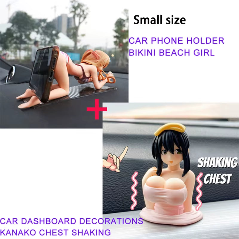 Anime Bikini Girl Car Dashboard Ornament – Chest-Shaking Phone Holder