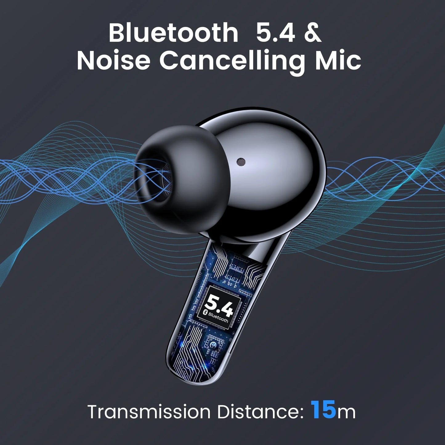 Wireless Bluetooth Earbuds – Noise Cancel + Dual LED