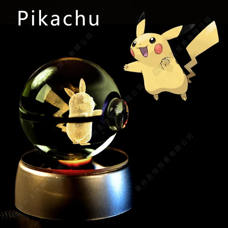 Pokémon LED Crystal Ball – 3D Glass Pokéball Lamp with Pikachu, Mewtwo, Charizard & More, COLLECT THEM ALL!