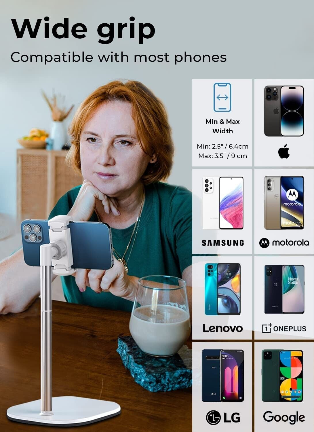 Height Adjustable Phone Holder – Sleek Desktop Stand for Hands-Free Viewing