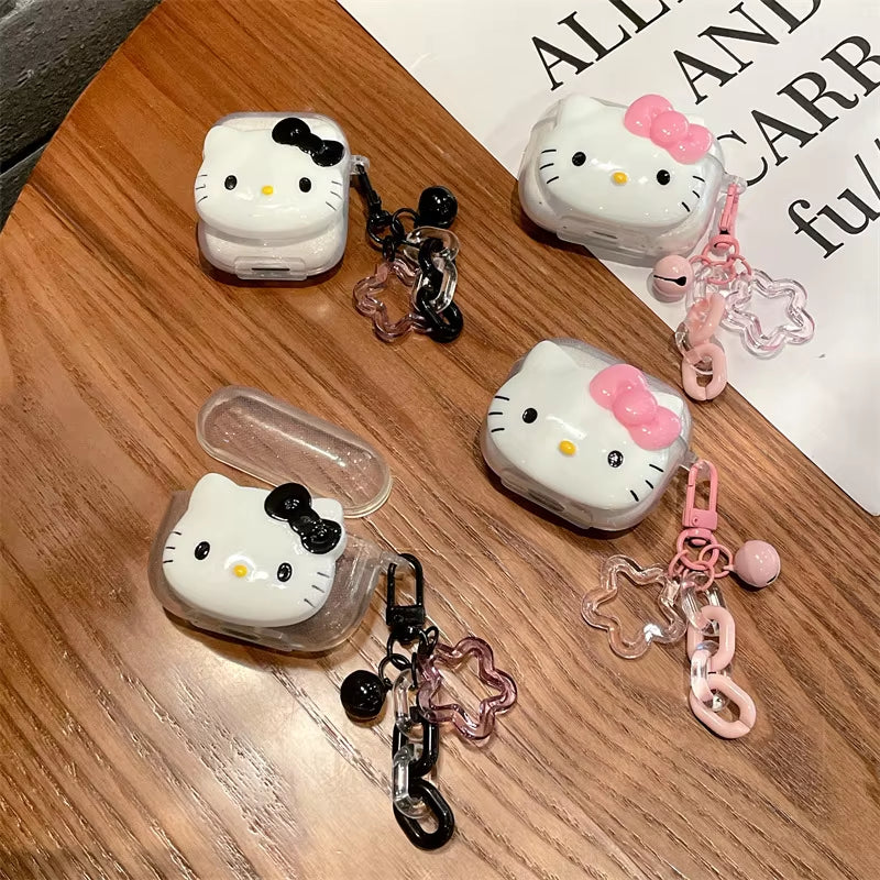 Hello Kitty Glitter Pink AirPods Case – TPU Cover with Keychain (All Models)