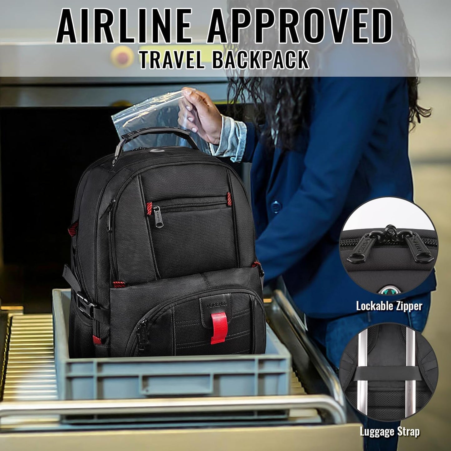 Airline-Approved 50L USB Charging Backpack – Fits Up To 17" Laptop