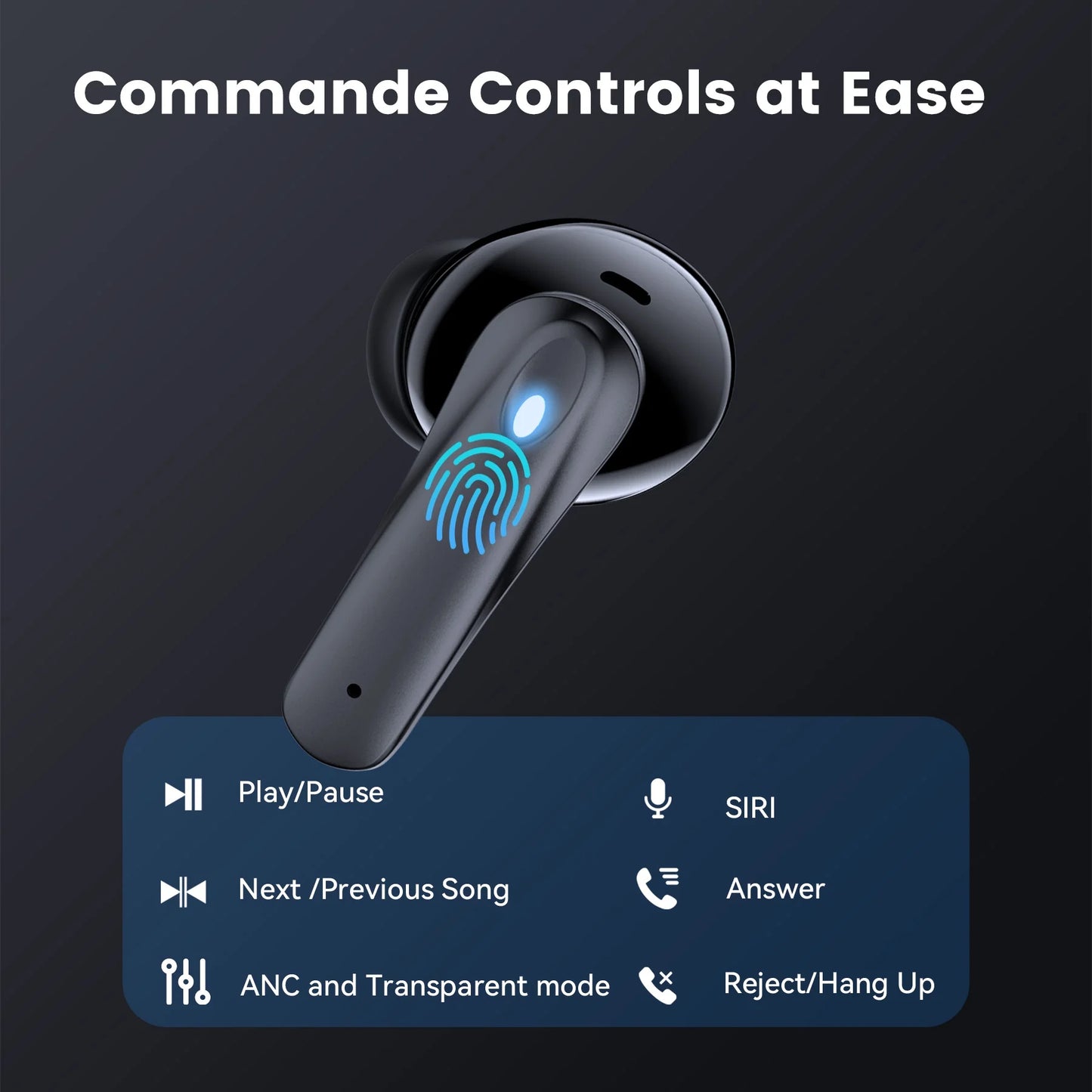 Wireless Bluetooth Earbuds – Noise Cancel + Dual LED