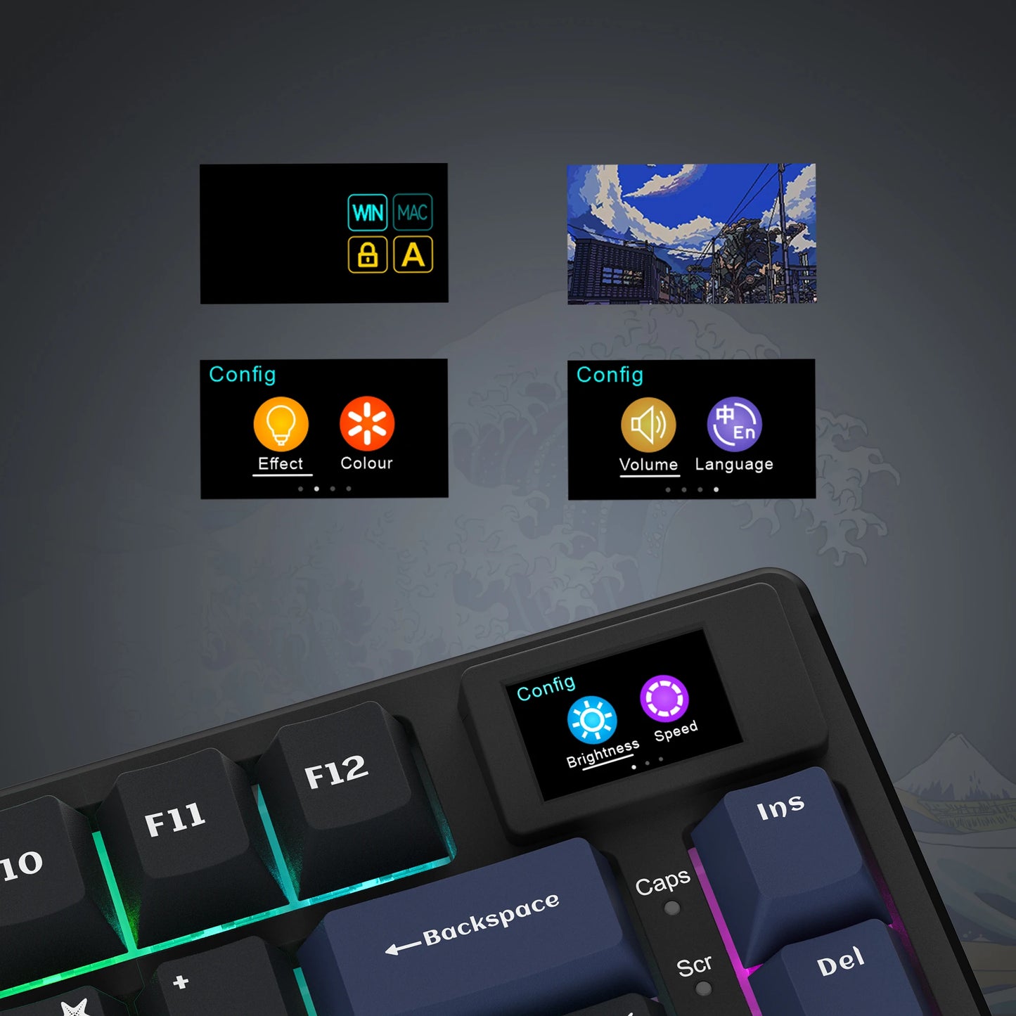 Mechanical Gaming Keyboard – OLED Display, Hot-Swappable Keys, RGB Pudding Backlight