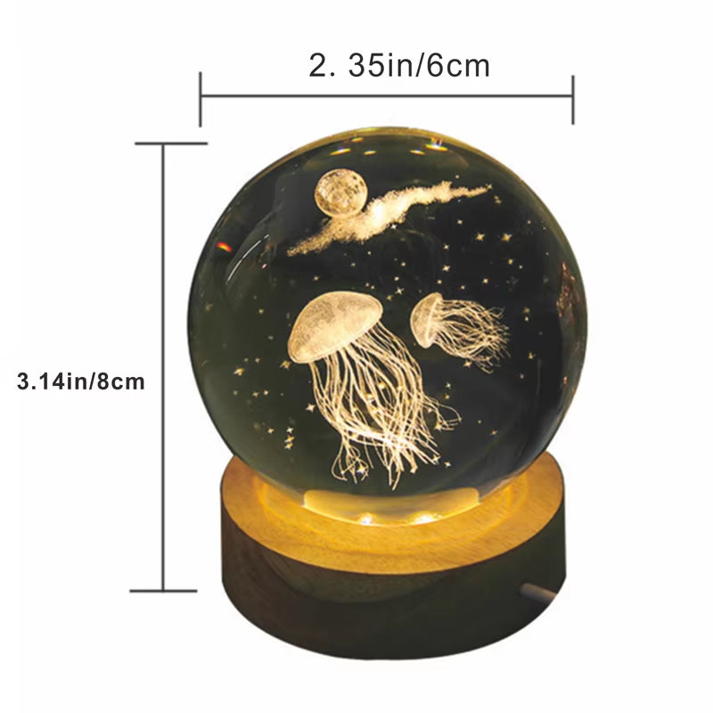 3D Jellyfish Lamp – Crystal Ball LED Light for Bedroom & Desk
