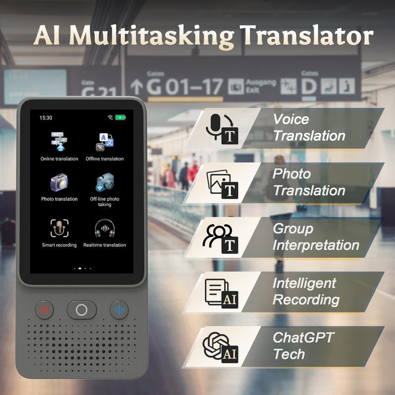 T21 AI Translator — 138 Languages, Real-Time Voice & Photo Translation Offline Mode + Touchscreen Built for Travel & Business