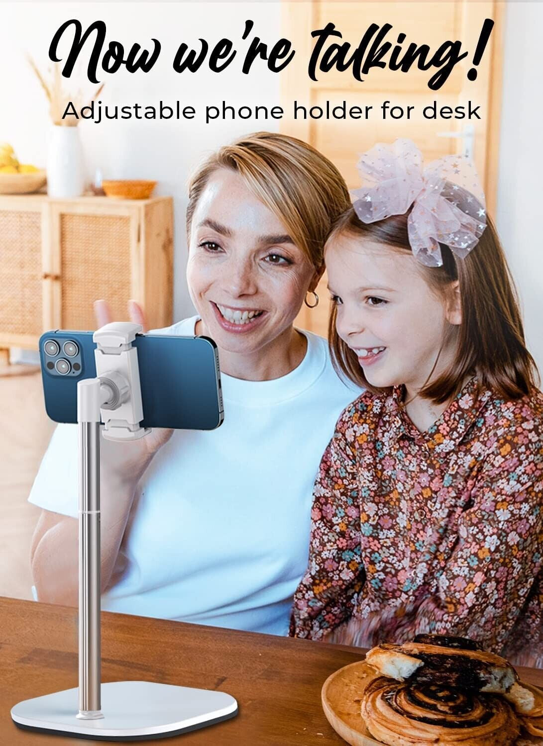 Height Adjustable Phone Holder β Sleek Desktop Stand for Hands-Free Viewing