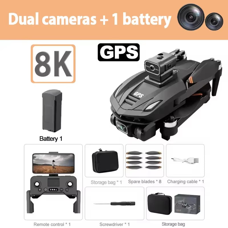 V168 PRO 8K GPS Drone – HD Camera, FPV, Brushless Motor, Foldable & Smart Avoidance