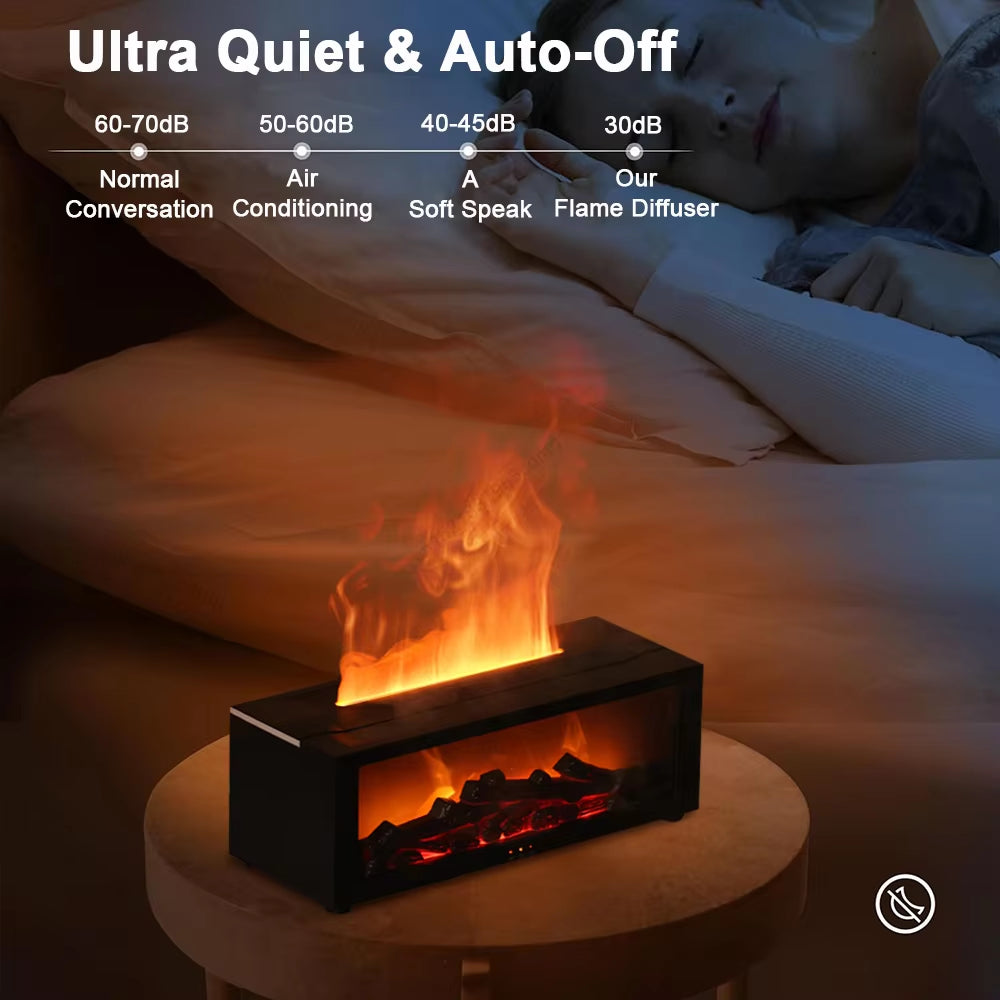 Flame Effect Aroma Diffuser – Ultrasonic Humidifier with Night Light & Essential Oil Mist