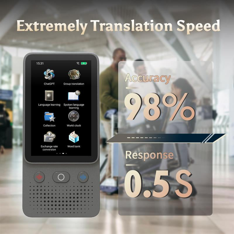 T21 AI Translator — 138 Languages, Real-Time Voice & Photo Translation Offline Mode + Touchscreen Built for Travel & Business