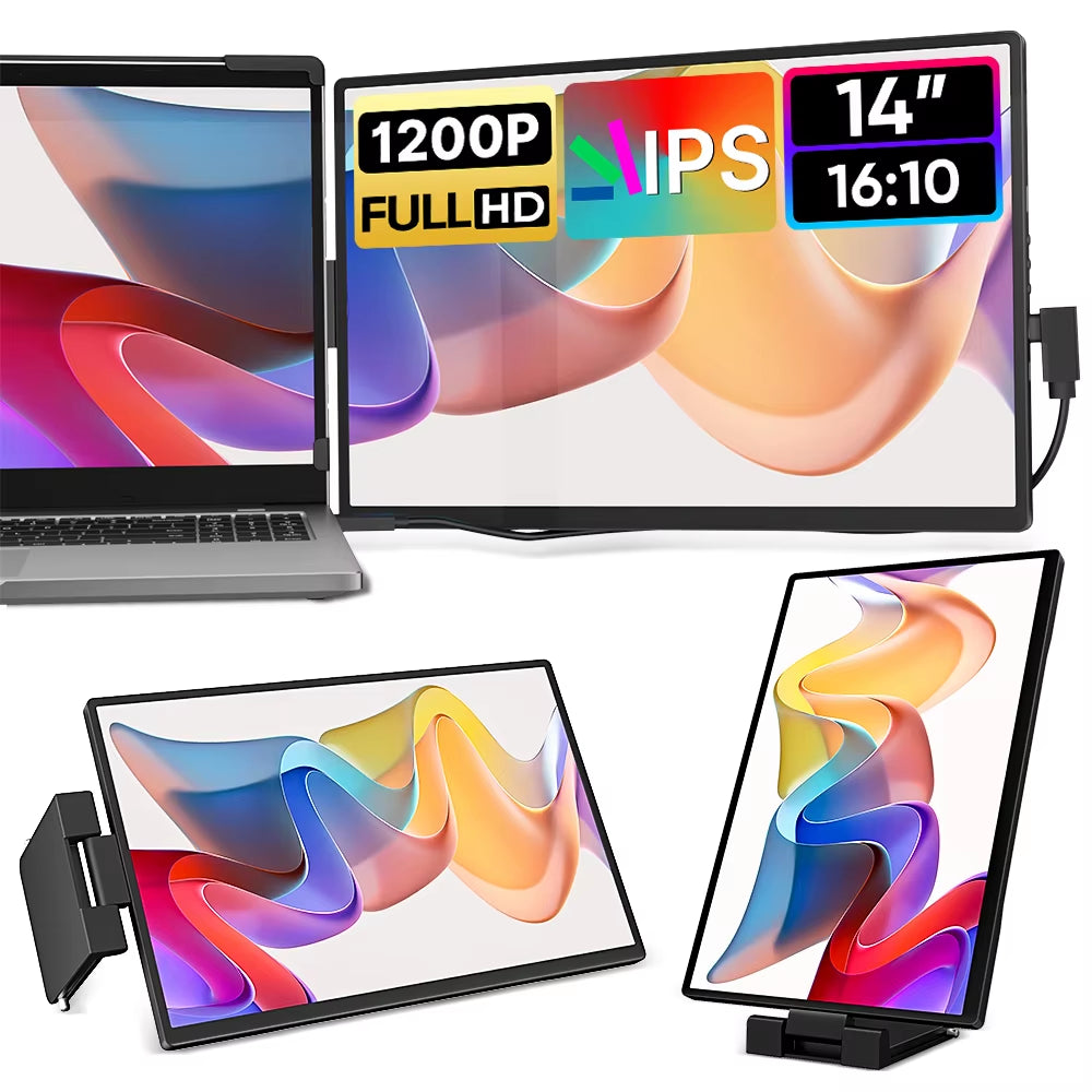 14.1" Portable Monitor – FHD IPS Display for Phones, PCs & Laptops, Windows & Mac Compatible