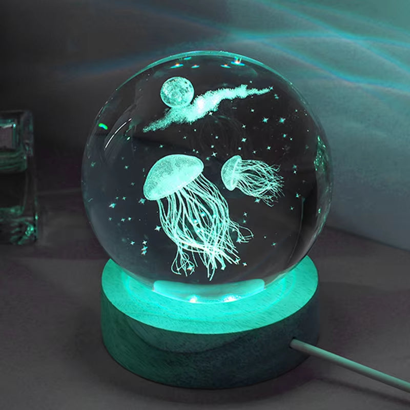 3D Jellyfish Lamp – Crystal Ball LED Light for Bedroom & Desk