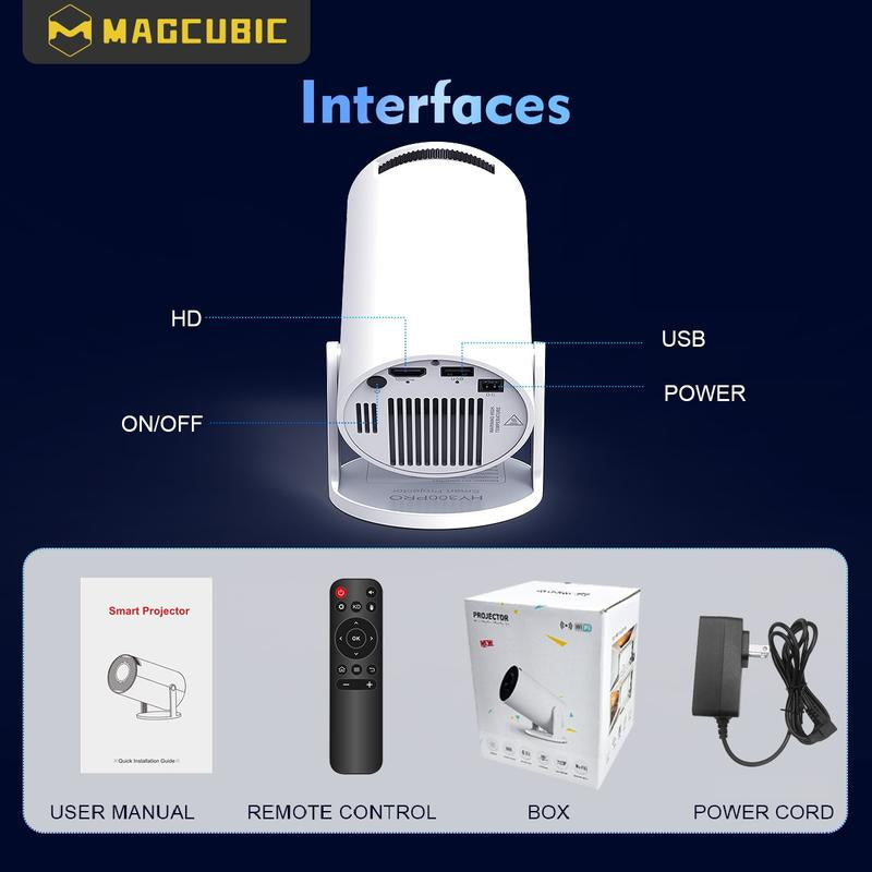 HY300Pro Mini 4K Projector — 290ANSI Brilliance, Dual WiFi6, Android 11, Built-In Sound & Remote 2025’s Ultimate Home + Outdoor Cinema