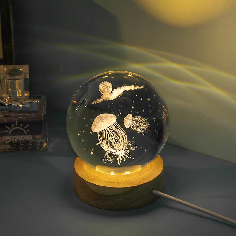 3D Jellyfish Lamp – Crystal Ball LED Light for Bedroom & Desk