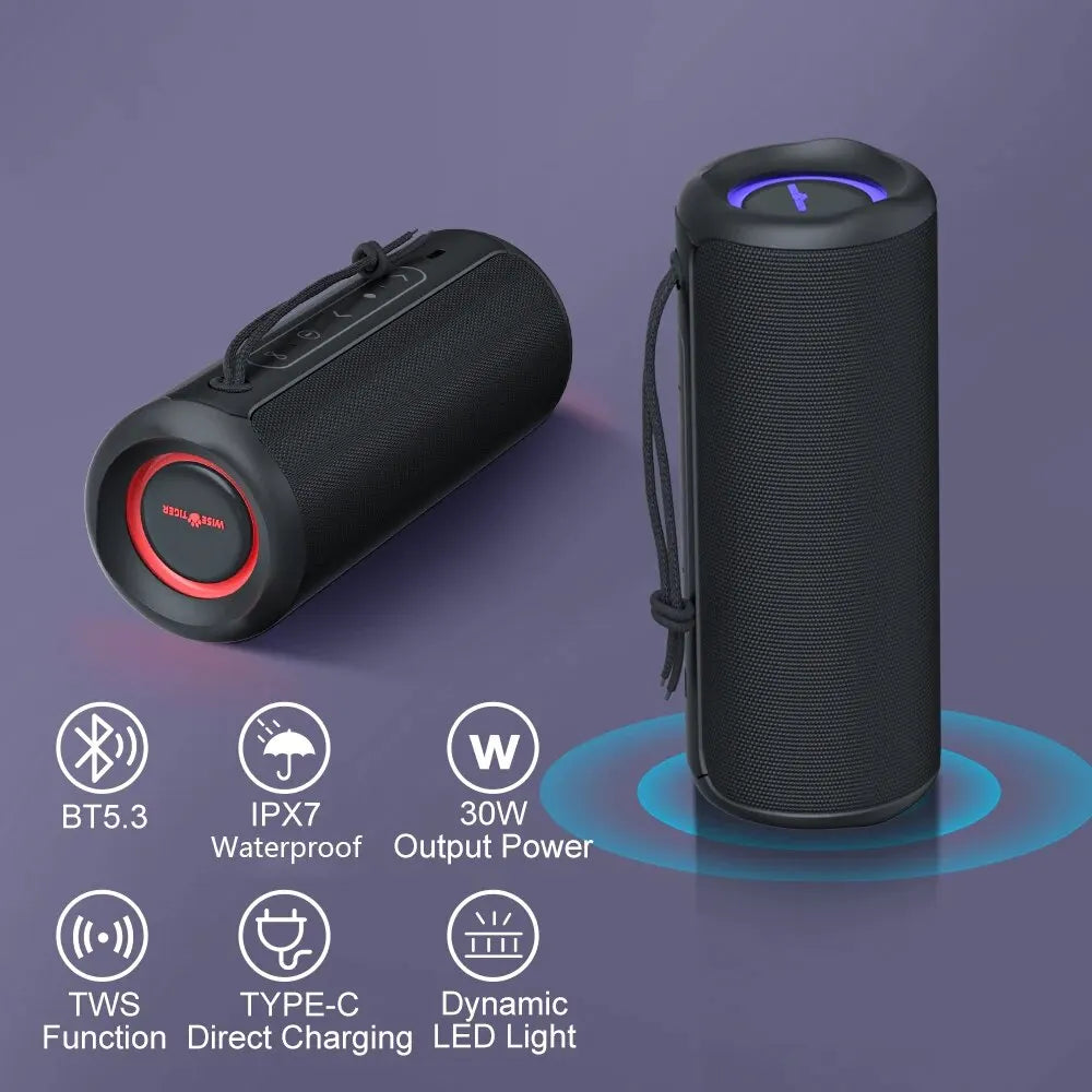 P3 30W Bluetooth Speaker – Waterproof, Bass Boost, RGB Lights & Dual Pairing Power