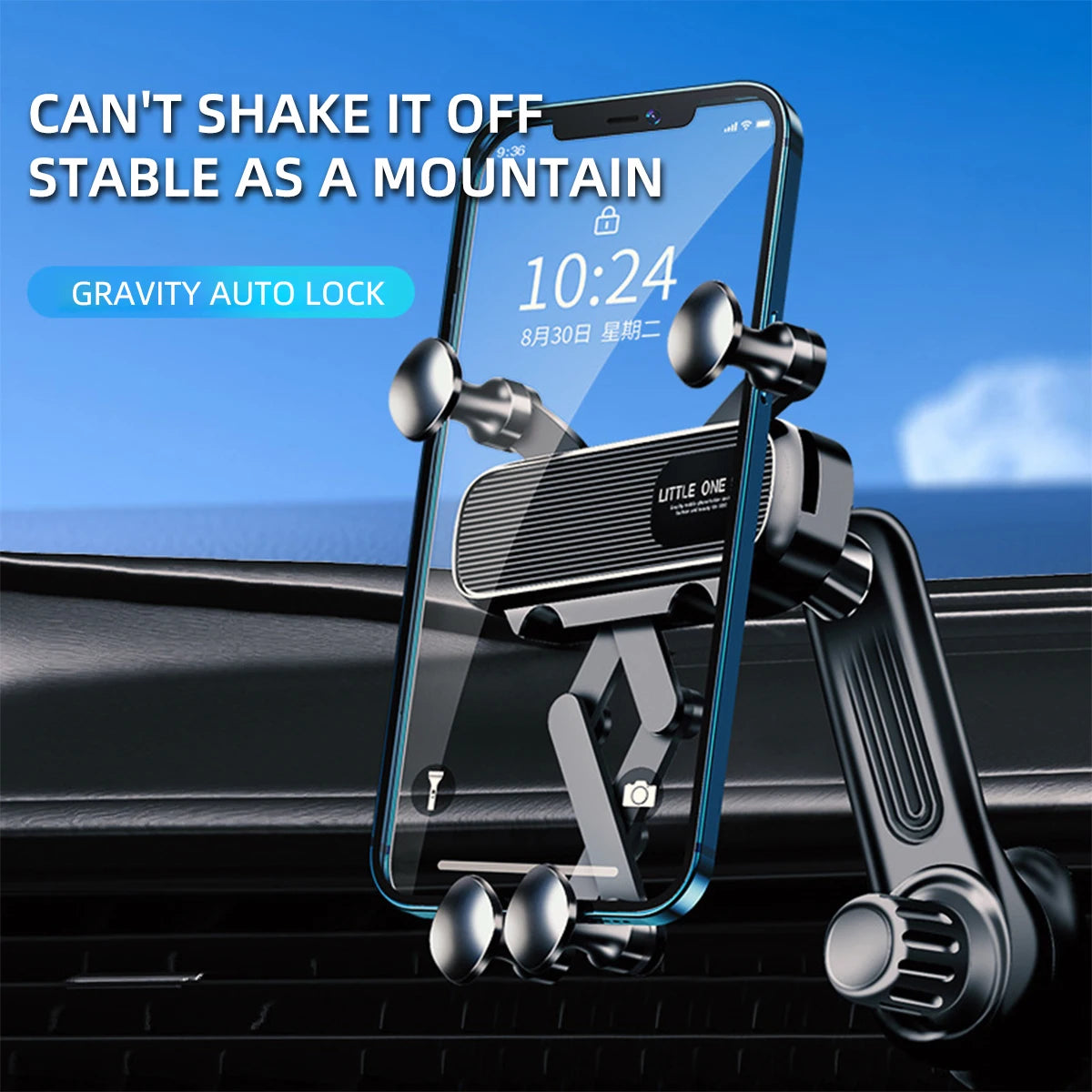 Shockproof Car Phone Mount – Gravity Lock Clip for GPS & Smartphone