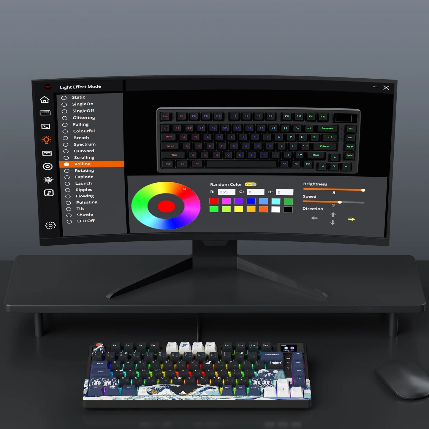 Mechanical Gaming Keyboard – OLED Display, Hot-Swappable Keys, RGB Pudding Backlight