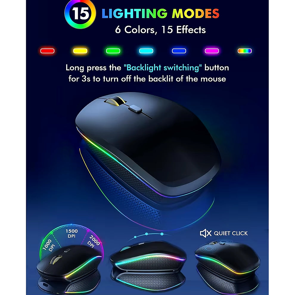 Wireless RGB Keyboard Mouse Set – Type-C Rechargeable Combo for PC & Laptop