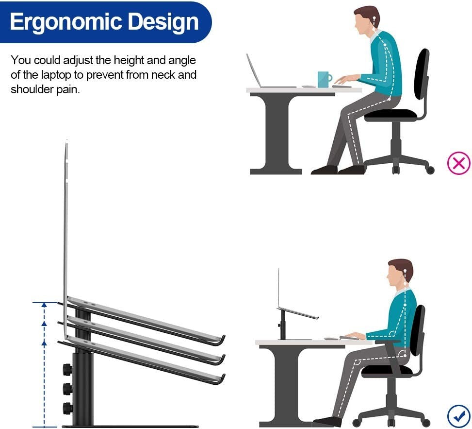 Ergonomic Laptop Holder – Adjustable Metal Stand for Work & Study