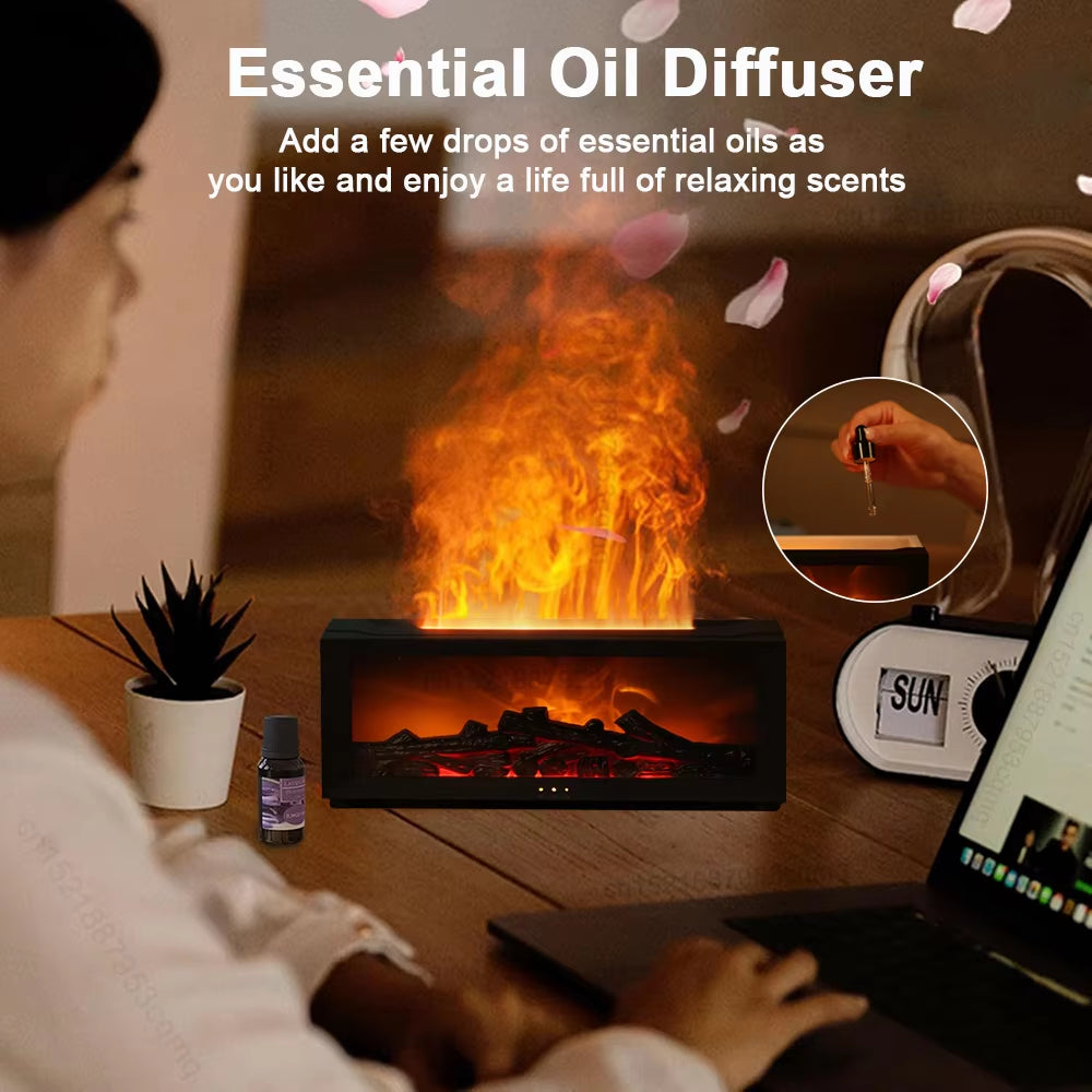 Flame Effect Aroma Diffuser – Ultrasonic Humidifier with Night Light & Essential Oil Mist