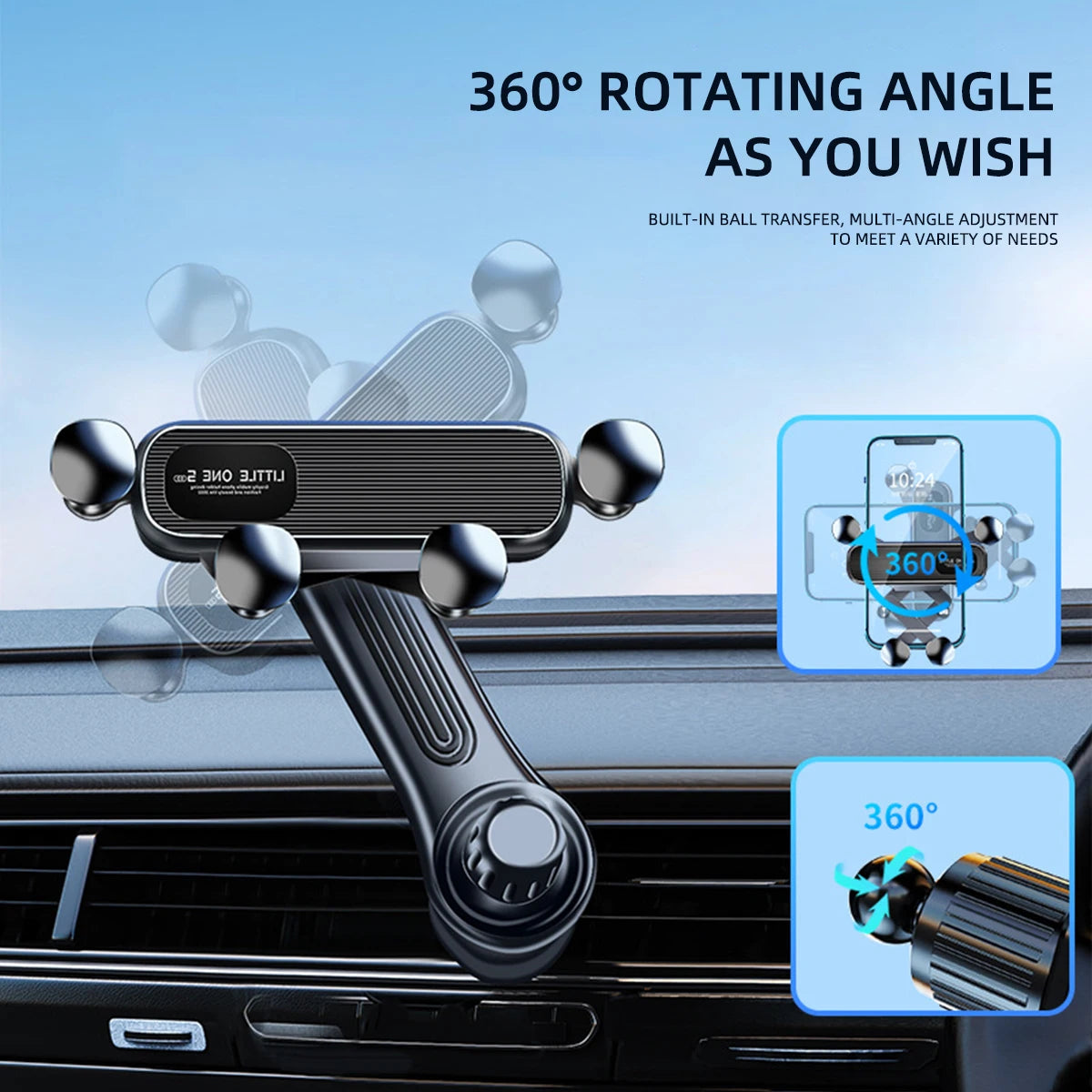 Shockproof Car Phone Mount – Gravity Lock Clip for GPS & Smartphone