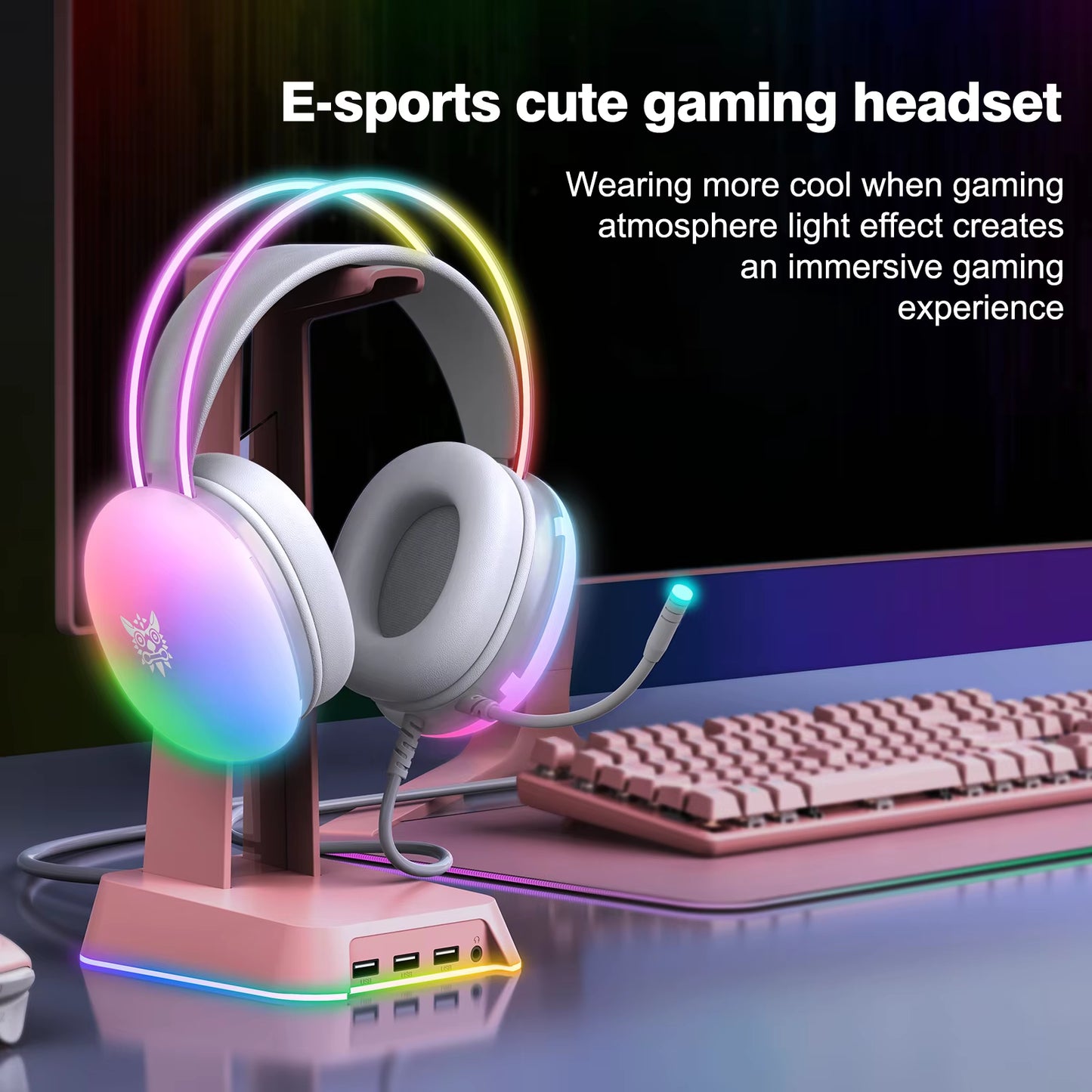 RGB Gaming Headphones – Full Spectrum Lighting, Mic, PC-Optimized for Esports
