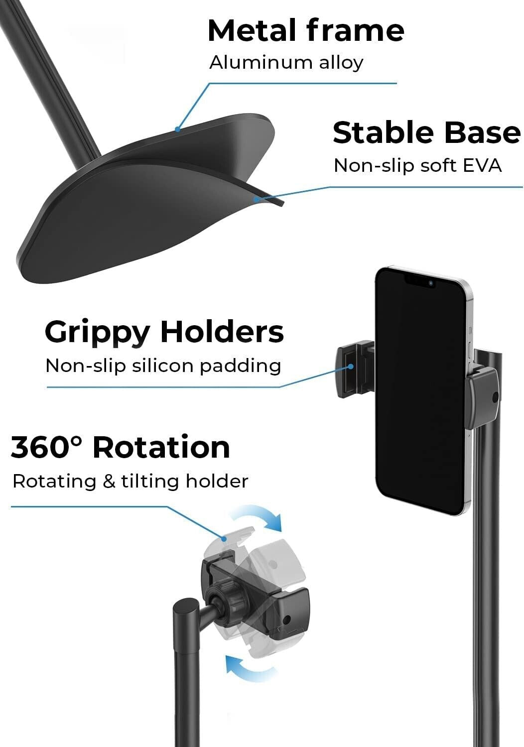 Height Adjustable Phone Holder β Sleek Desktop Stand for Hands-Free Viewing