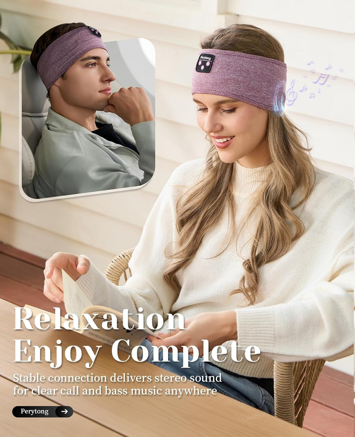 Purple Wireless Headband Headphones – Sleep + Workout