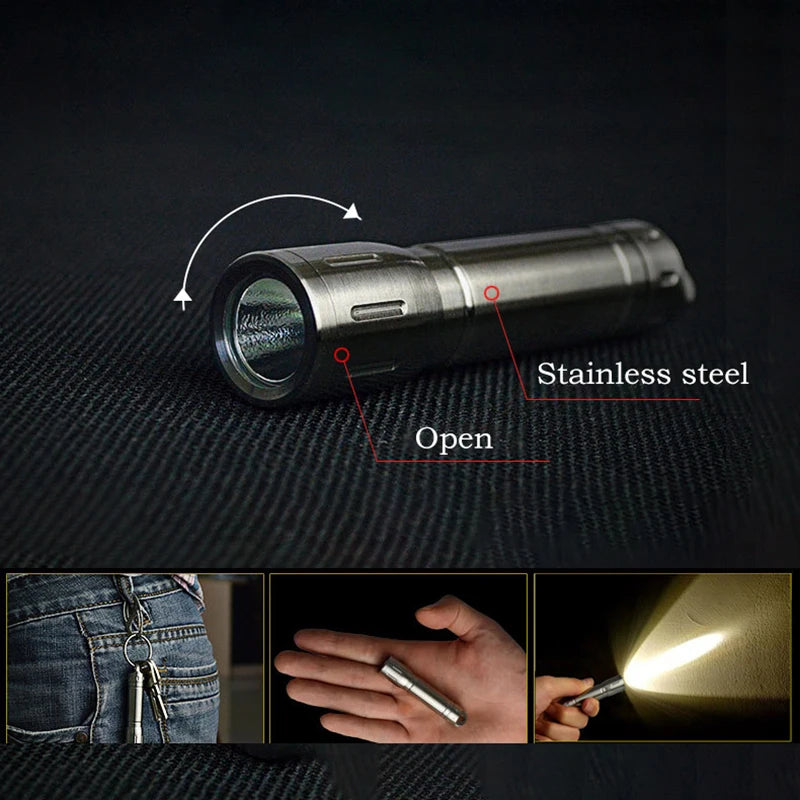 Titanium Mini LED Flashlight – Rechargeable Keychain Light with Magnetic Base