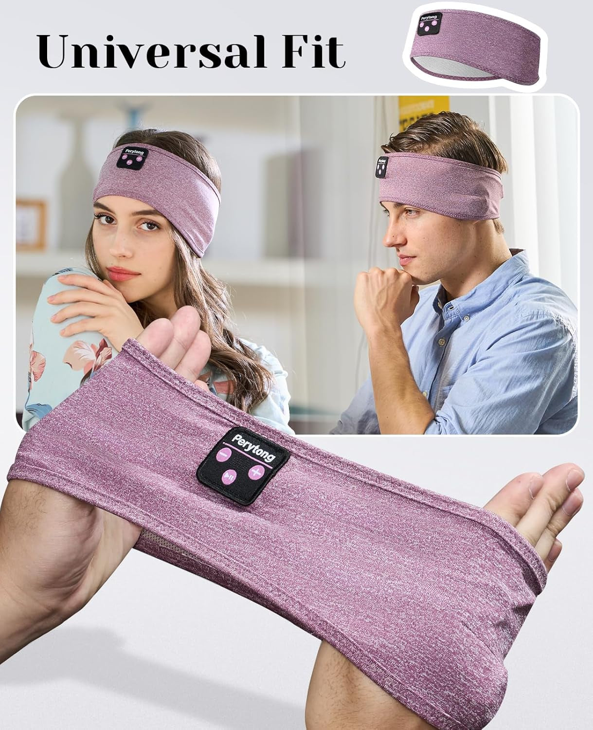 Purple Wireless Headband Headphones – Sleep + Workout
