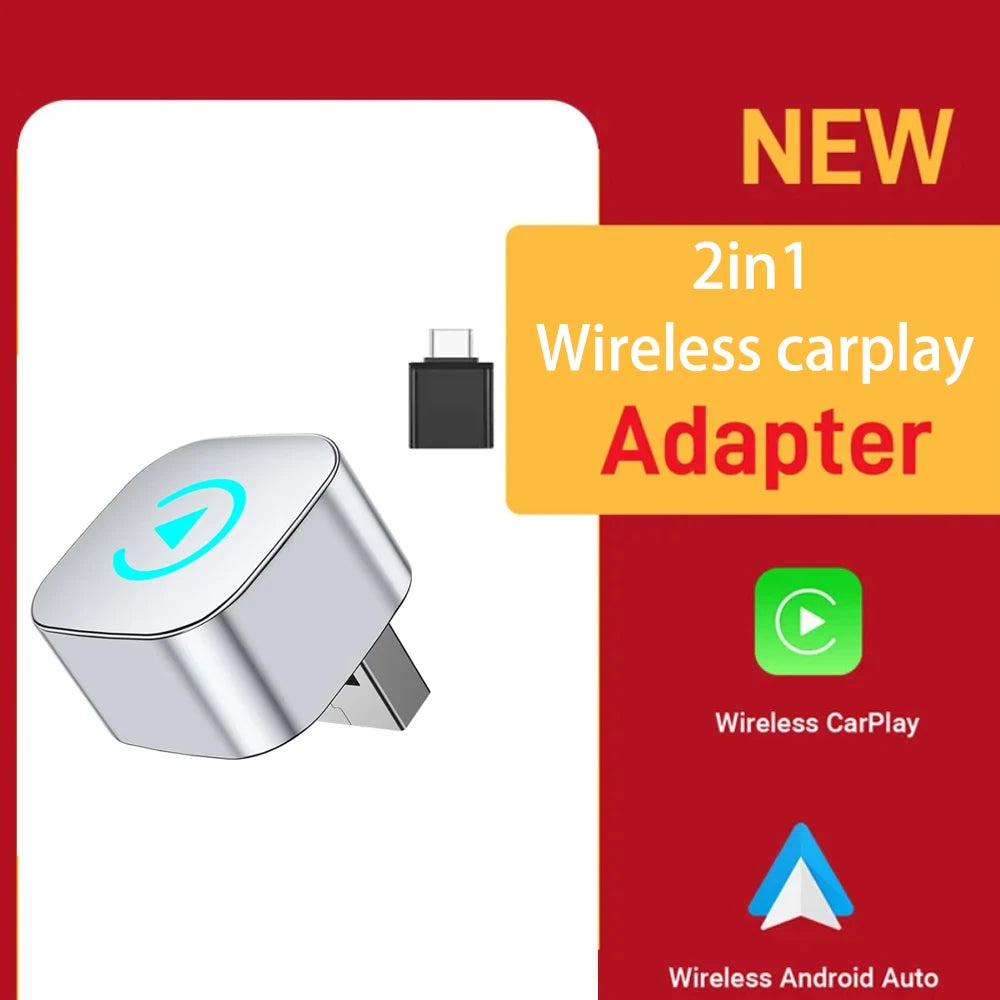 Plug & Play Car Adapter – Wireless CarPlay + Android Auto