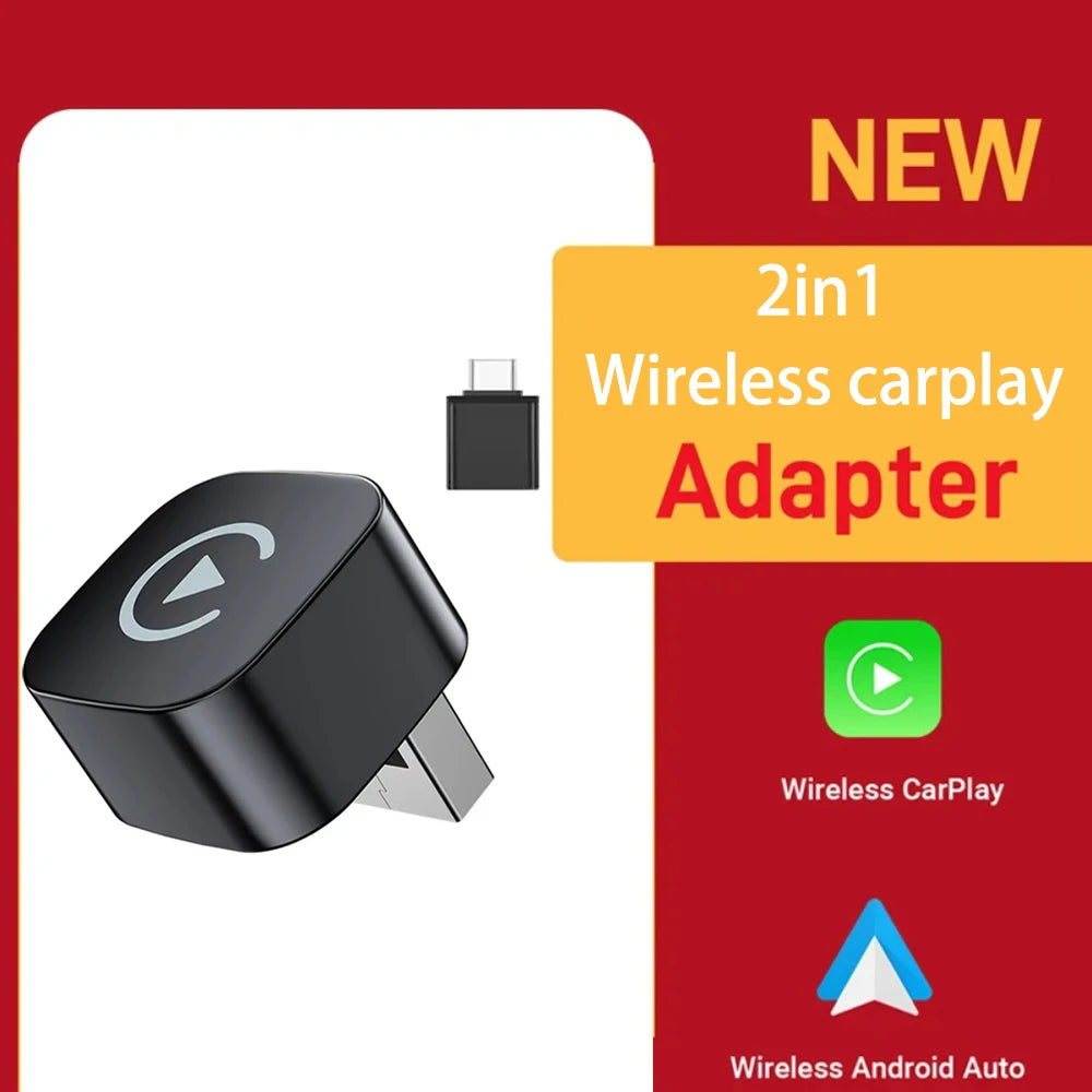 Plug & Play Car Adapter – Wireless CarPlay + Android Auto