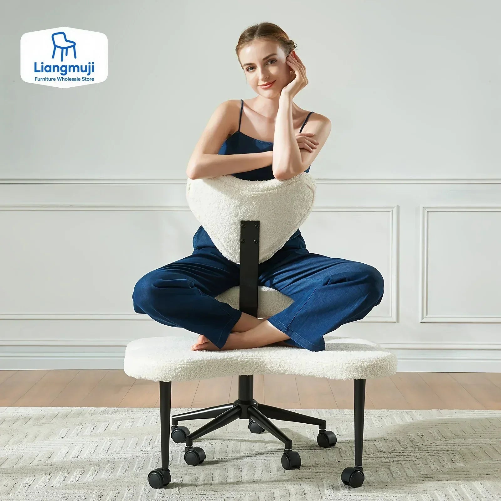 Cross Leg Meditation with Wheels, ADHD Height Adjustable Seat, Adjustable Footstool Chair Gaming Game