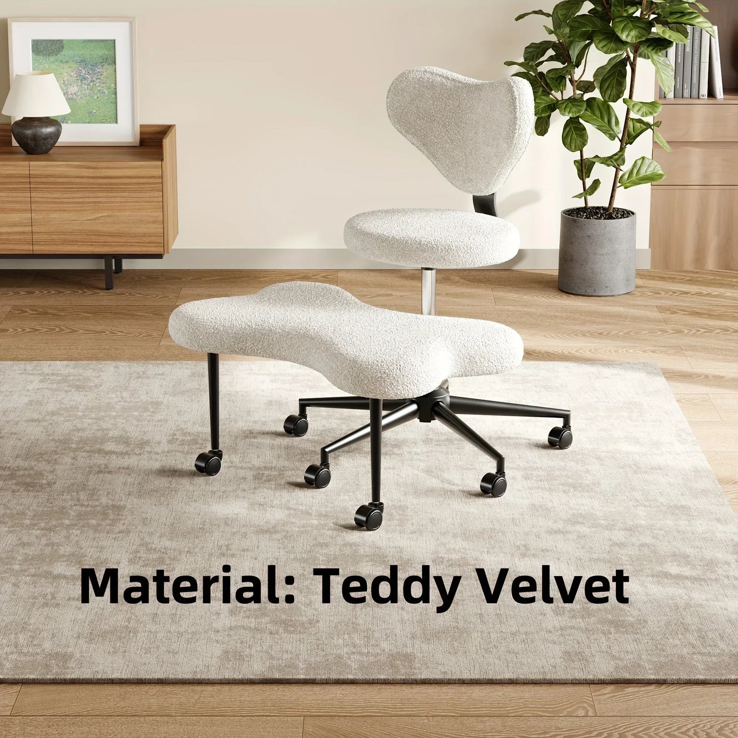 Cross Leg Meditation with Wheels, ADHD Height Adjustable Seat, Adjustable Footstool Chair Gaming Game